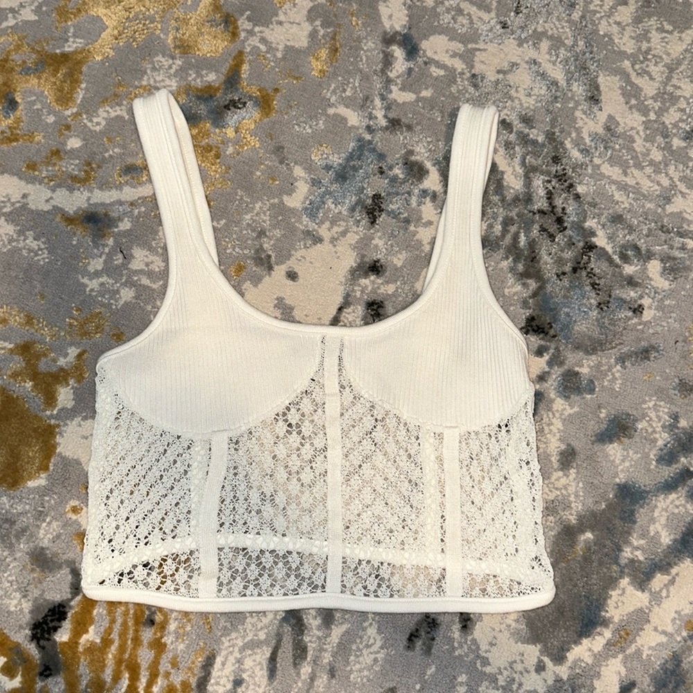 Women’s Zara White Corset Crop Top Tank Top
